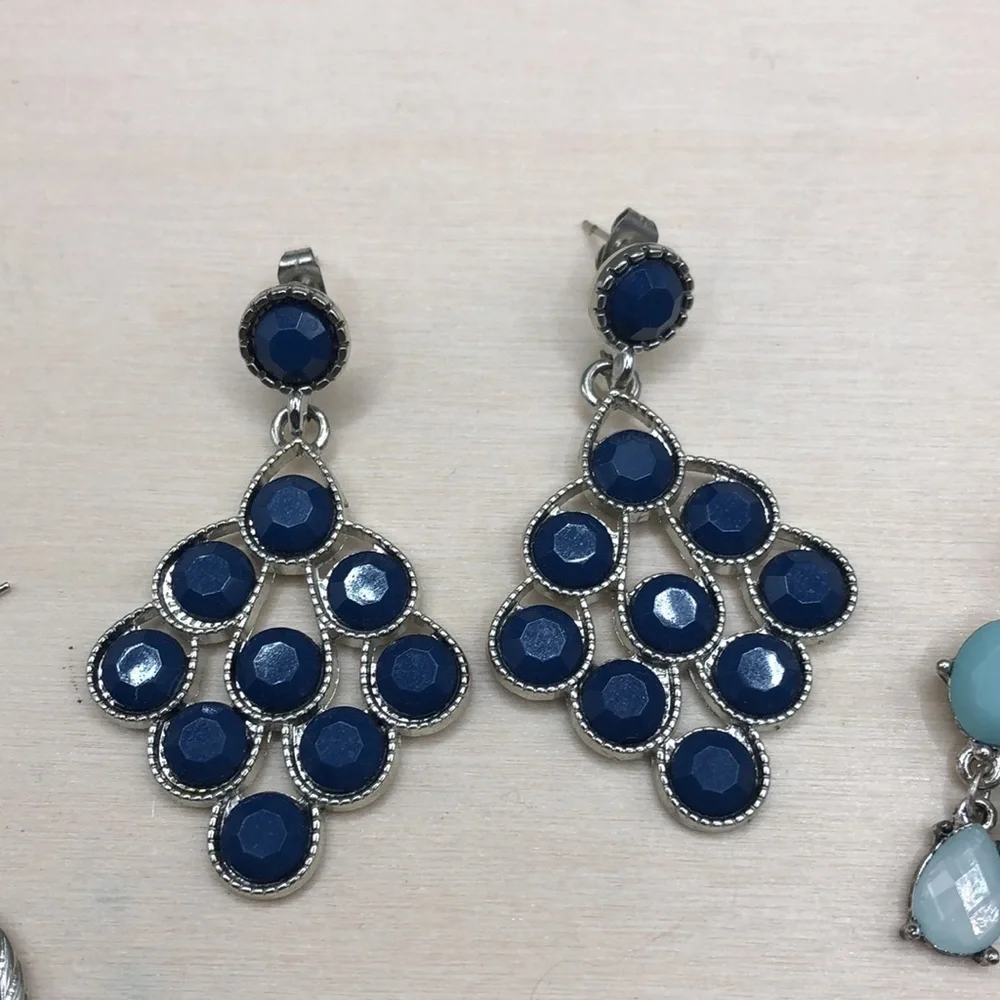Bundle lot 4 bejeweled dangle drop dressy dress up statement style earrings.